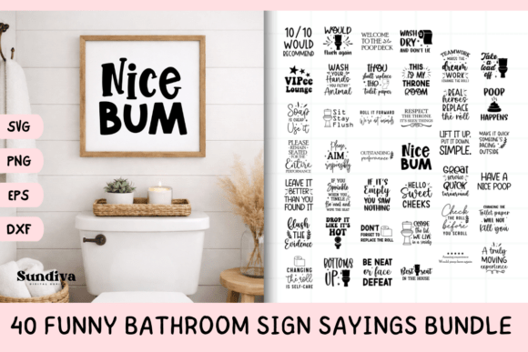 Download 40 Funny Bathroom Sign Saying SVG Bundle - Saying svg Collection