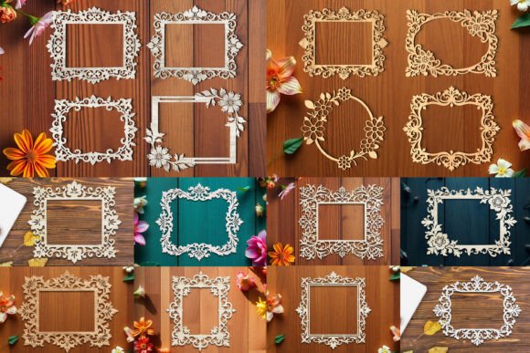 Download Floral Photo Frame Laser Cut SVG Bundle - Laser cut svg bundle Collection